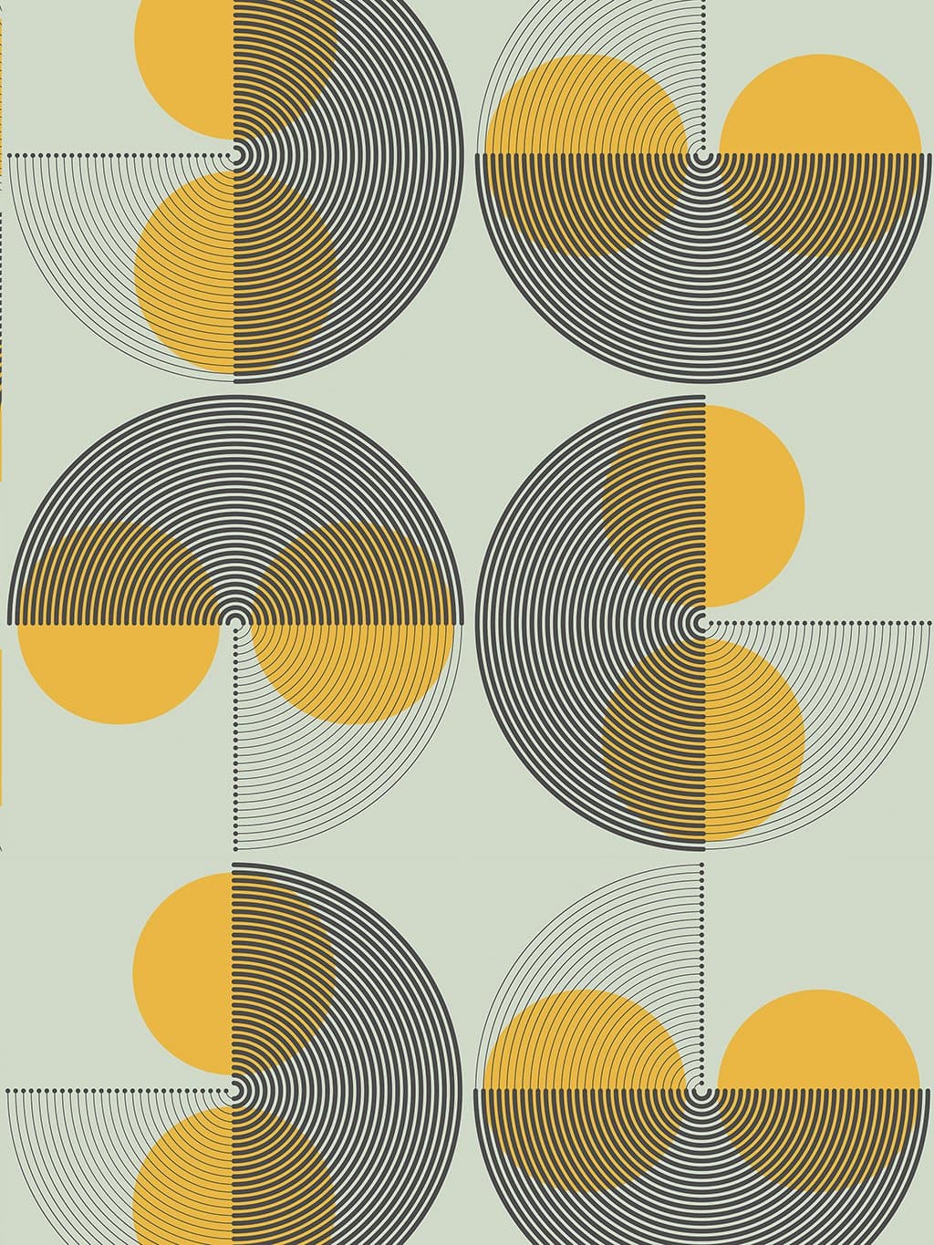 Mid-Century Modern Geometric Wallpaper, Retro Geometric